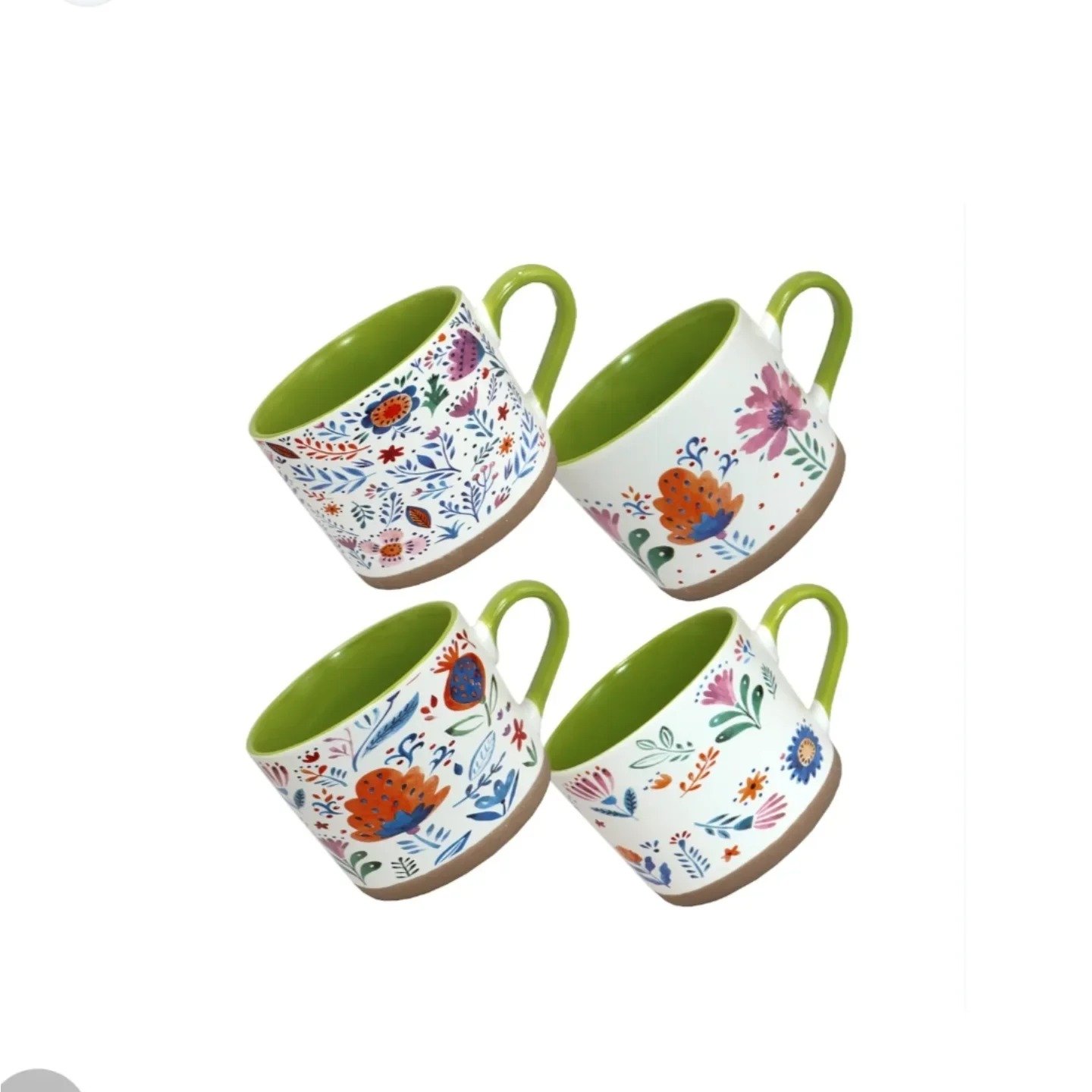 TK 4-Piece Ceramic Mug Set – Botanic Pattern