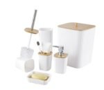 6 Piece Bathroom Set with Bamboo Lid