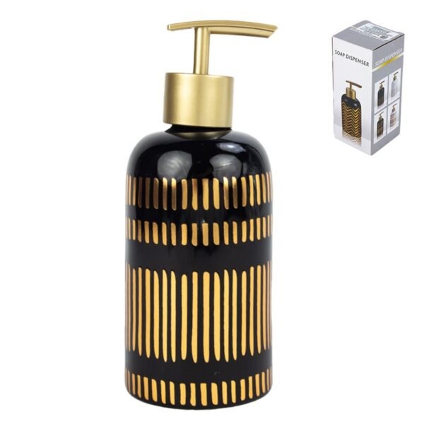 Ceramic Soap Dispenser with Gold Accents – 300ml Luxury Pump