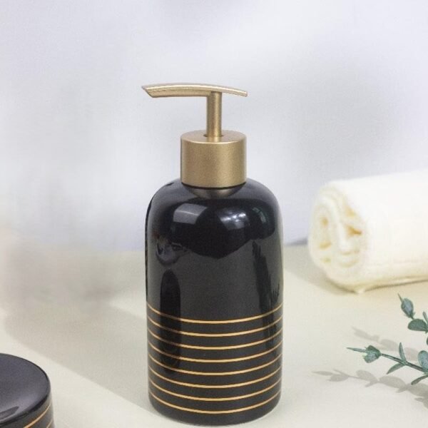 Ceramic Soap Dispenser with Gold Accents – 300ml Luxury Pump