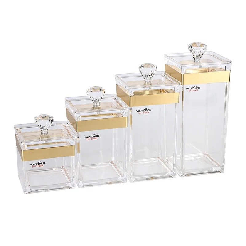 TK Acrylic Airtight Canister with Gold Trim – Durable Kitchen Storage Container