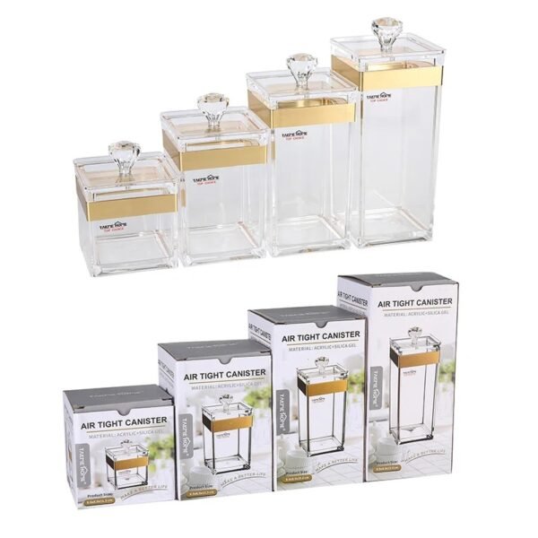 TK Acrylic Airtight Canister with Gold Trim – Durable Kitchen Storage Container