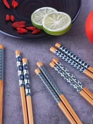 TK Bamboo Chopsticks Set – 4 Pairs Assorted Reusable