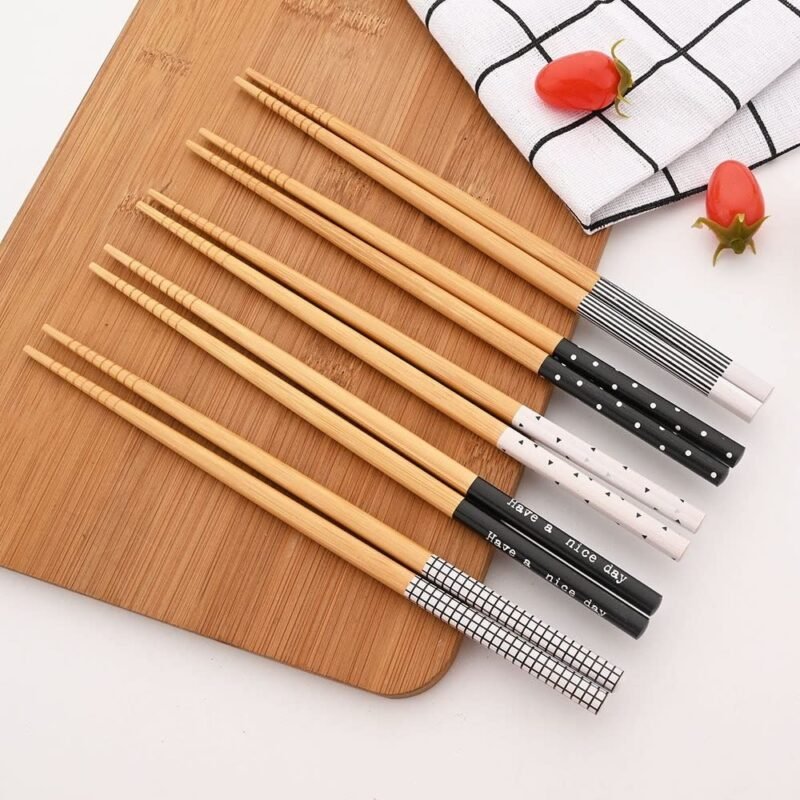 TK Bamboo Chopsticks Set – 4 Pairs Assorted Reusable