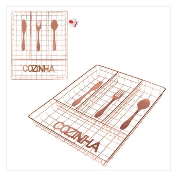 4-Compartment Metal Cutlery Drawer Organizer