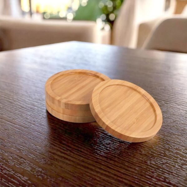 TK Bamboo Coaster Set of 7 – Natural Wooden Drink Protectors