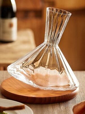 1200ml Rotating Wine Decanter – Elegant Wooden Base