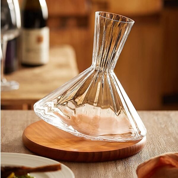 1200ml Rotating Wine Decanter – Elegant Wooden Base
