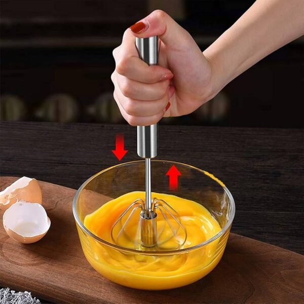 Stainless Steel Semi-Automatic Egg Whisk – Hand Push Rotary Whisk