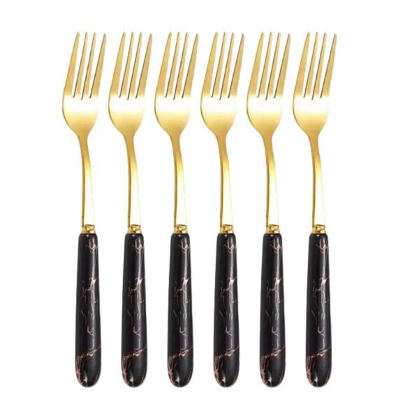 TK Gold Marble Pattern Stainless Steel Tableware – Elegant 6-Piece Cutlery Set