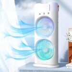 Rechargeable Dual Fan with Cool Mist & LED Light