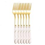 TK Gold Marble Pattern Stainless Steel Tableware – Elegant 6-Piece Cutlery Set