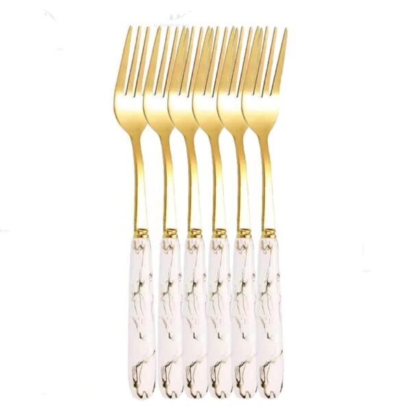 TK Gold Marble Pattern Stainless Steel Tableware – Elegant 6-Piece Cutlery Set
