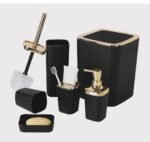 TK 6 Piece Bathroom Accessories Set with Gold Accents