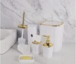 TK 6 Piece Bathroom Accessories Set with Gold Accents