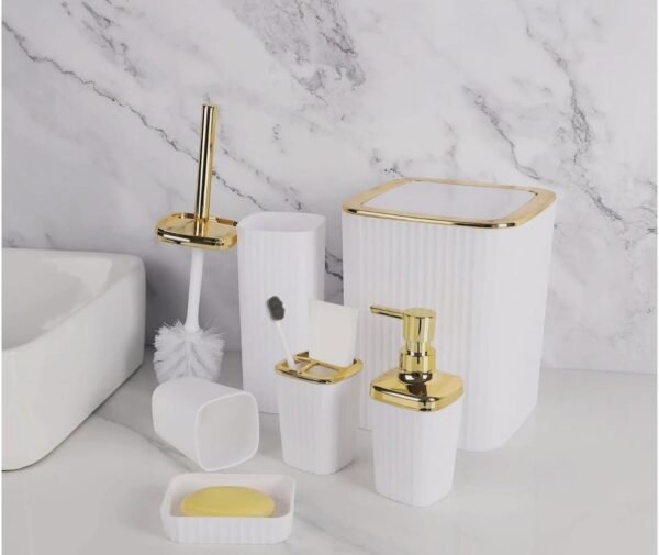 TK 6 Piece Bathroom Accessories Set with Gold Accents