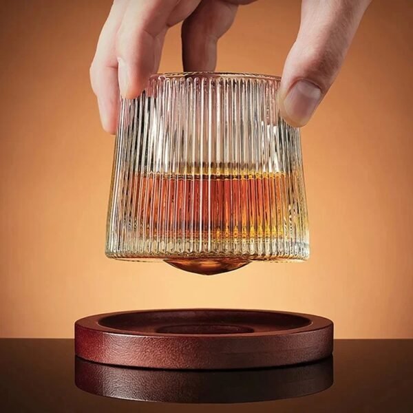 TK Rotating Whisky Glass with Wooden Base