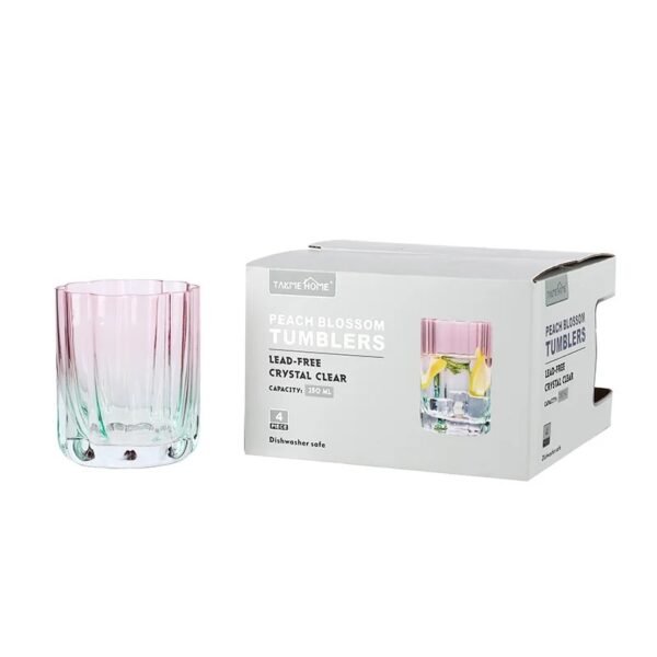 TK Peach Blossom Flower Glass Set of 4 – Lead-Free