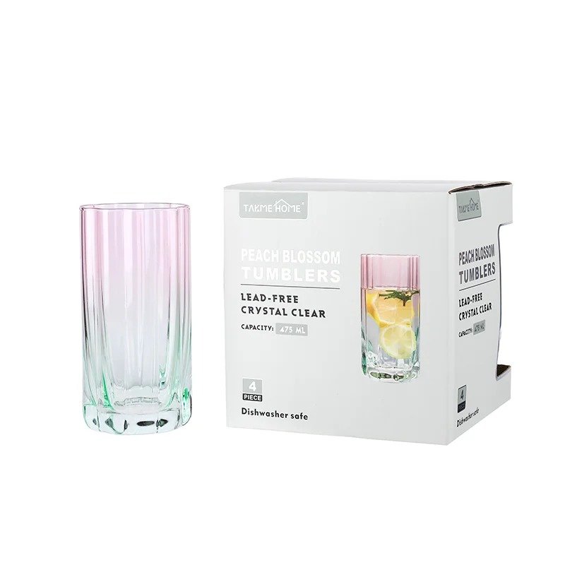 TK Peach Blossom Flower Glass Set of 4 – Lead-Free