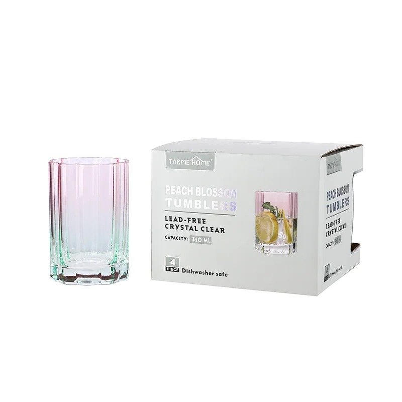 TK Peach Blossom Flower Glass Set of 4 – Lead-Free