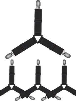 TK 4pcs Triangle Bed Sheet Clips – Adjustable Lock with Elastic Bands