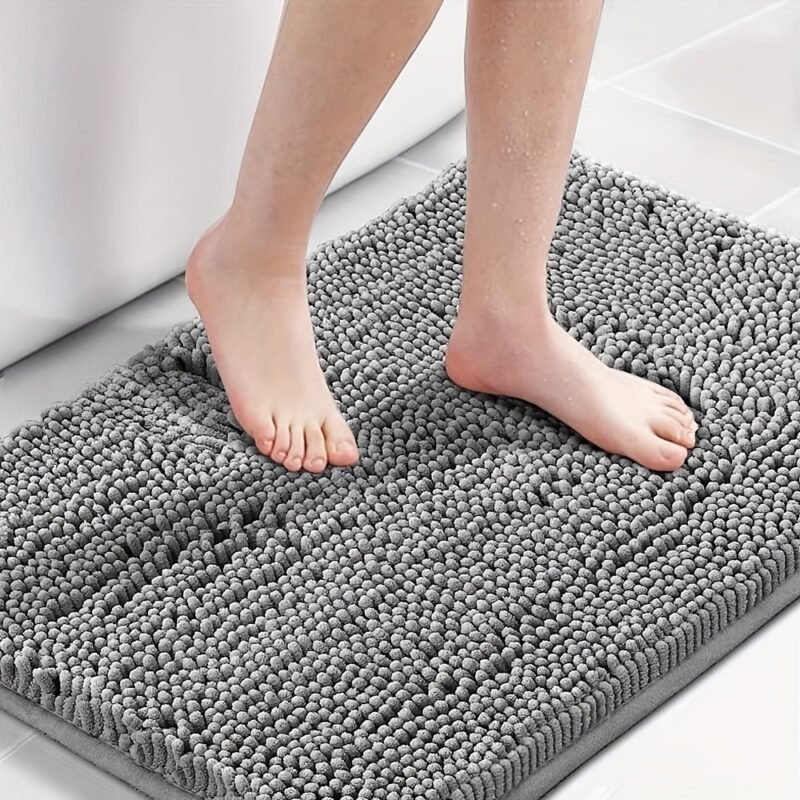 TK Soft Chenille Bathroom Mat – Absorbent Non-Slip Rug
