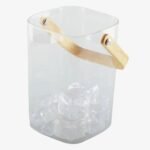 Glass Ice Bucket with Wooden Handle – Crystal Clear Drink Chiller