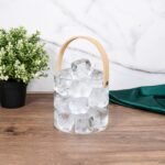 Glass Ice Bucket with Wooden Handle – Crystal Clear Drink Chiller