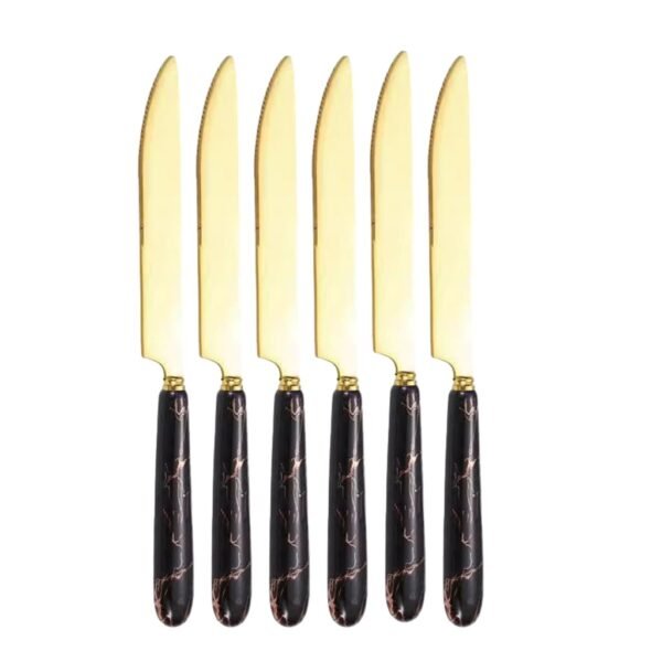 TK Gold Marble Pattern Stainless Steel Tableware – Elegant 6-Piece Cutlery Set