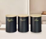 TK 3-Piece Kitchen Canister Set – Airtight Metal Canisters with Bamboo Lids