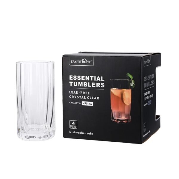TK Lead-Free Crystal Clear Flower Shaped Glass Set – Elegant Drinkware, Set of 4