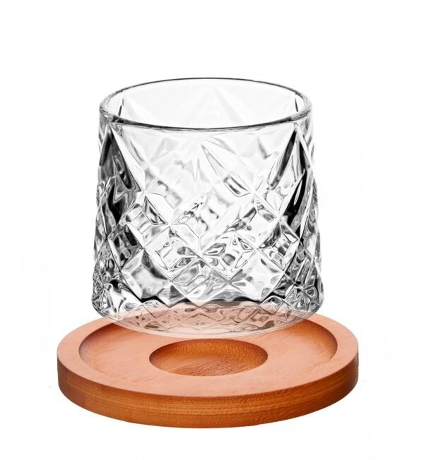 TK Rotating Whisky Glass with Wooden Base