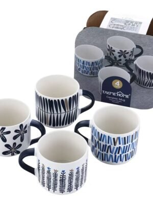 TK 4-Piece Abstract Pattern Ceramic Mug Set