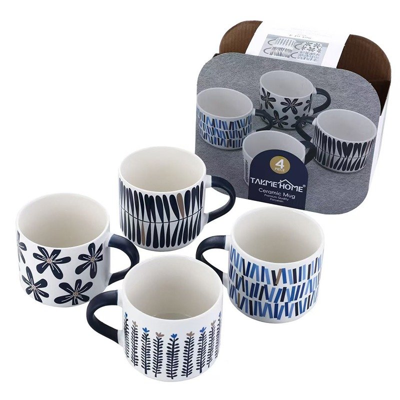 TK 4-Piece Abstract Pattern Ceramic Mug Set