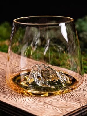 Whiskey Glass with Mountain Ice Design – Unique Drinkware
