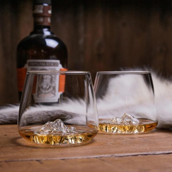 Whiskey Glass with Mountain Ice Design – Unique Drinkware
