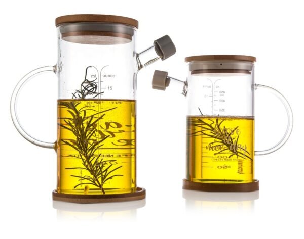 TK Borosilicate Glass Oil Dispenser with Bamboo Lid and Base