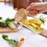 TK Borosilicate Glass Oil Dispenser with Bamboo Lid and Base