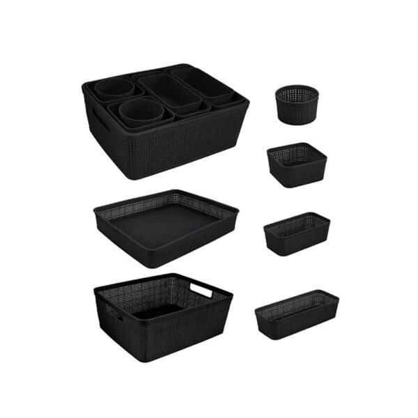 TK 10-Piece Plastic Woven Storage Basket Set