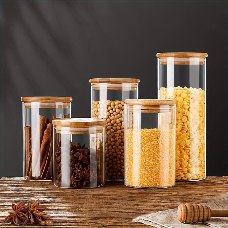 TK Borosilicate Glass Round Food Canister – Airtight Storage Jar