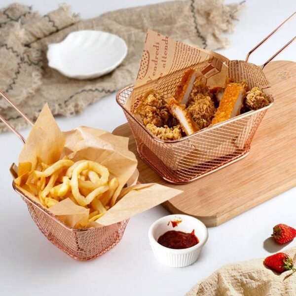 Stainless Steel Square Chip & Frying Basket with Handle