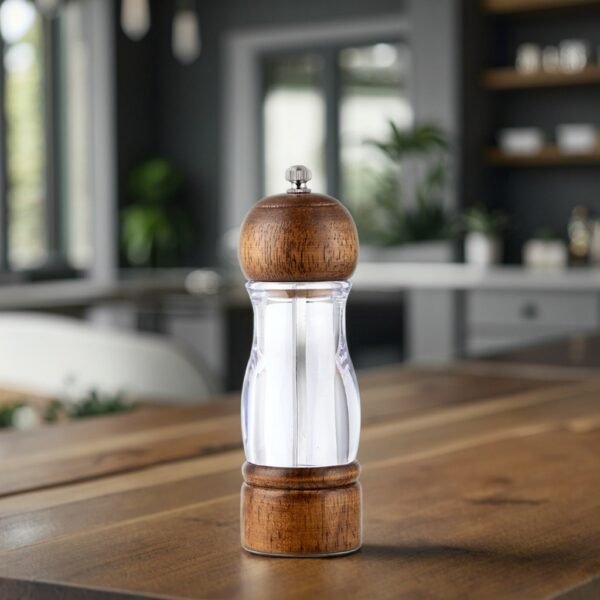 Manual Pepper & Salt Mill – Acrylic Wood Grinder with Ceramic Core