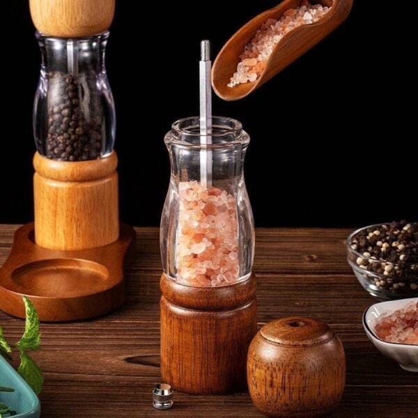 Manual Pepper & Salt Mill – Acrylic Wood Grinder with Ceramic Core