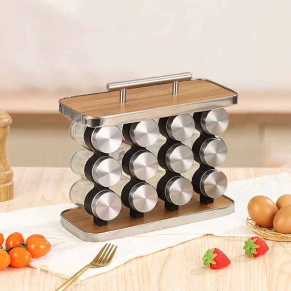 Stainless Steel Spice Rack with 12 Seasoning Jars