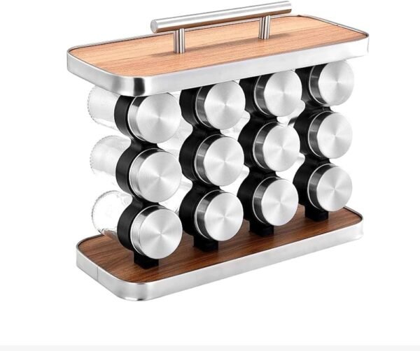 Stainless Steel Spice Rack with 12 Seasoning Jars