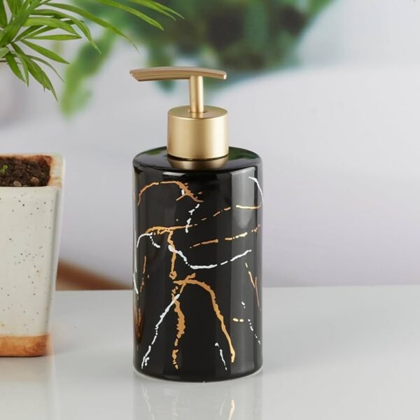 Ceramic Soap Dispenser with Gold Accents – 300ml Luxury Pump