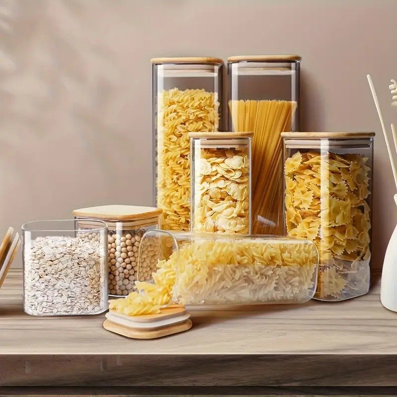 TK Borosilicate Glass Square Food Canister – Airtight Storage Jar