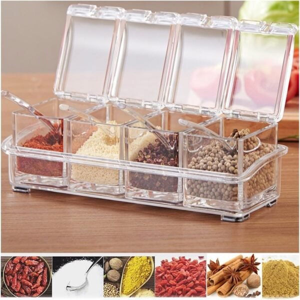 Crystal Clear Spice Box – Multi-Compartment Kitchen Organizer