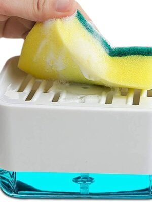 Soap Dispensing Sponge Holder – Kitchen Sink Soap Pump Organizer
