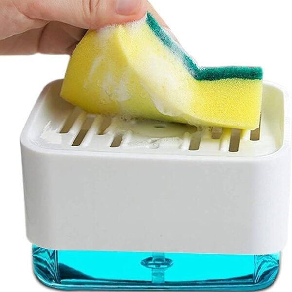 Soap Dispensing Sponge Holder – Kitchen Sink Soap Pump Organizer